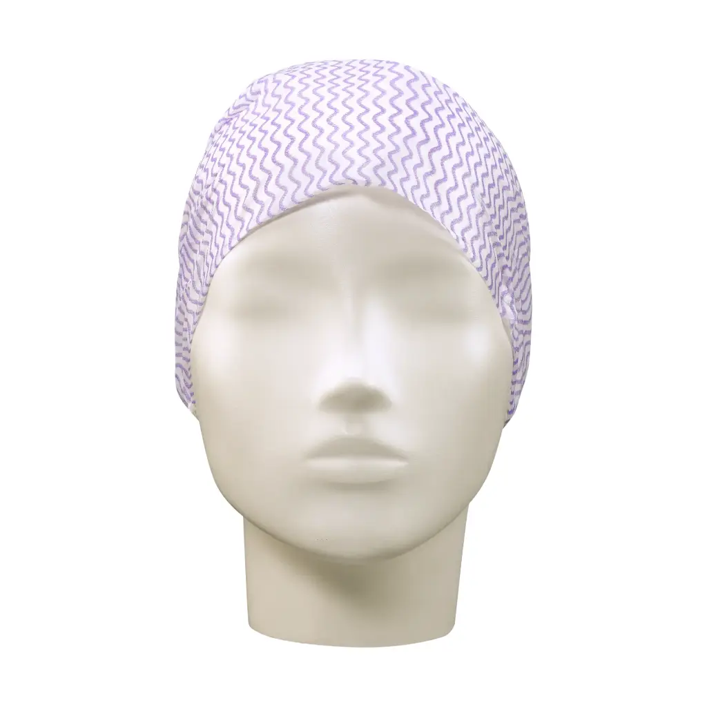 cosaOP-Haube Schiffchen breit mit elast. Haarband violett-weiss