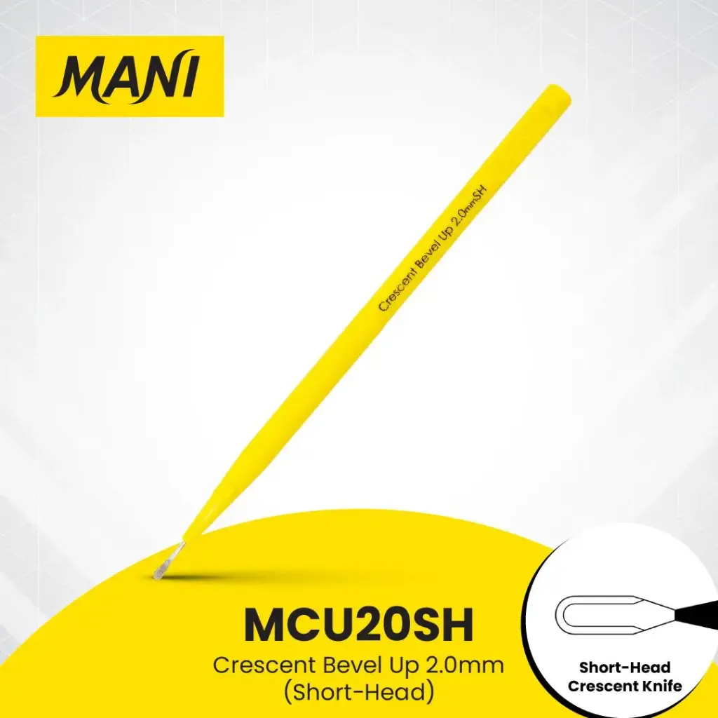 [MCU-20SH]  MANI Crescent Knife 2.0 mm – Bevel Up (Short-Head)