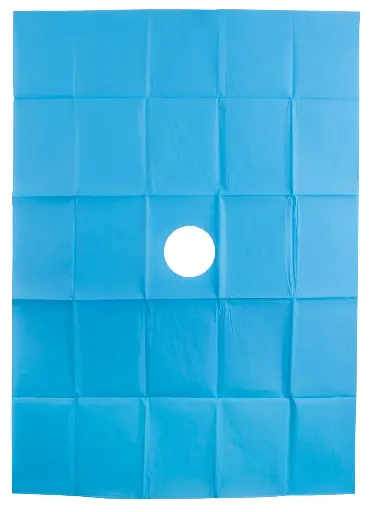 [404000404] Lochtuch 2-lagig blau  75x90cm Öffnung 10cm